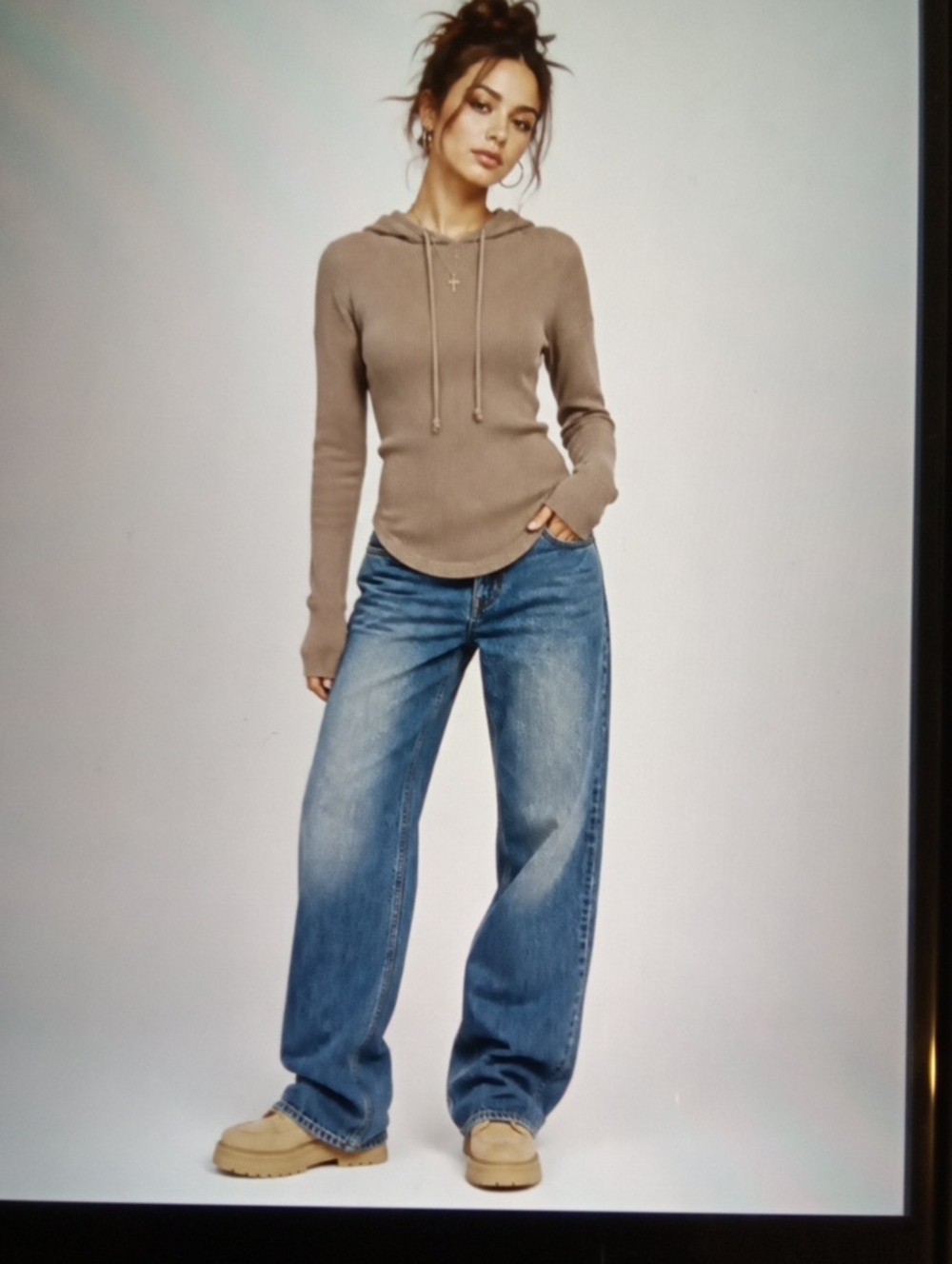 Abercrombie & FitchWaffle Knit Hoodie Womens Small Y2k Inspired Soft Girl
